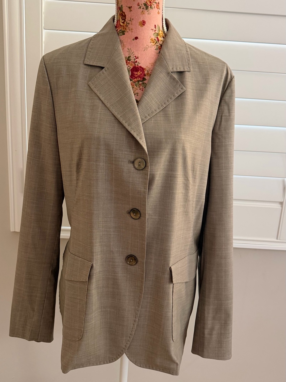 Vintage Max Mara Made in Italy Virgin Wool Plaid Blazer Size 14 / IT 48 Y2K